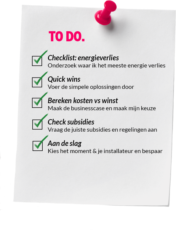 To do list checklist energie besparen